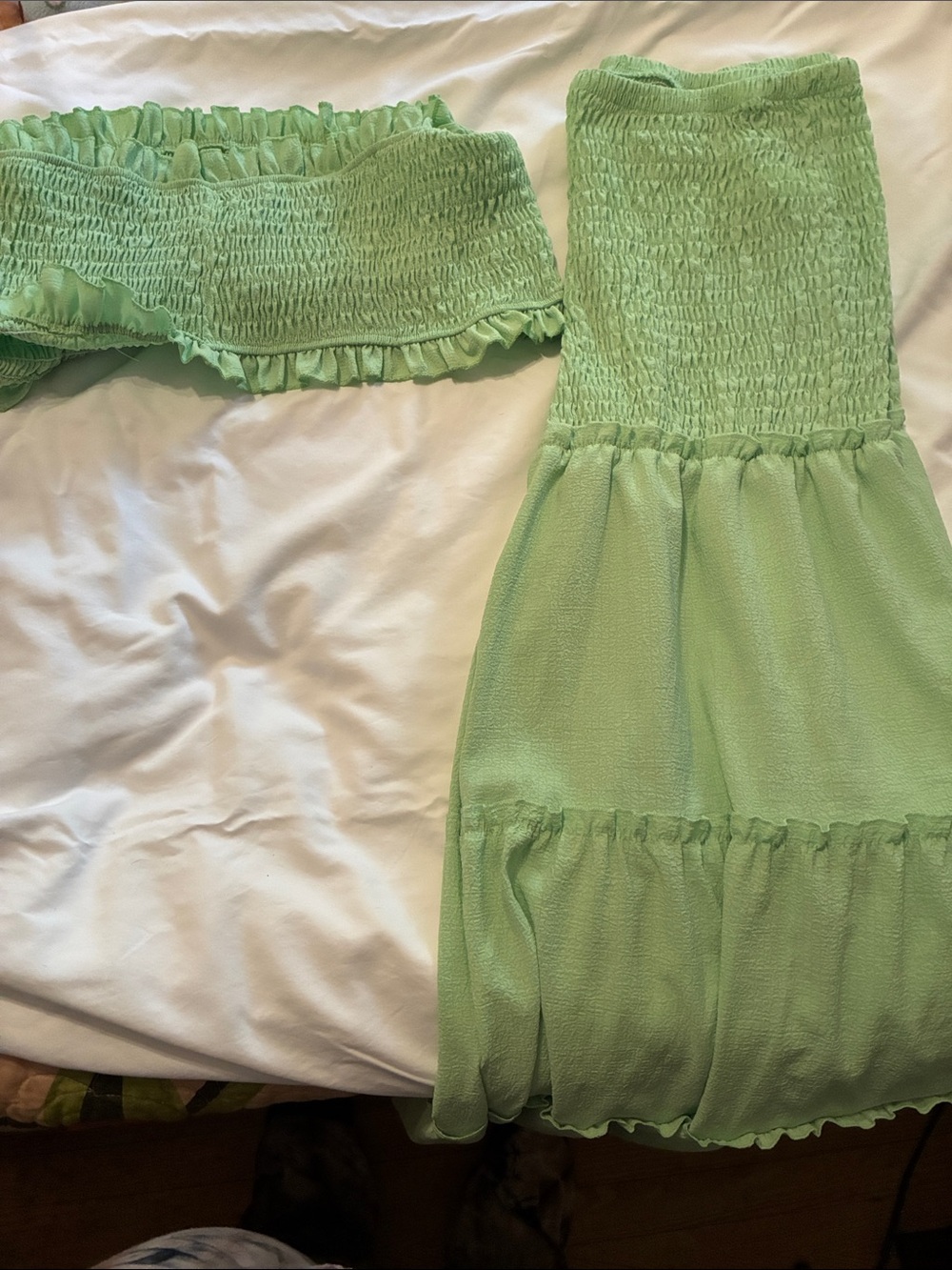 Girls Smocked Mint Green Tiered Dress